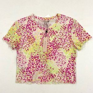 BCBGeneration Frill Floral Crop  Top